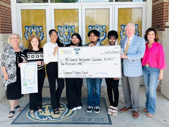 Pictured (l to r) are Selena Swartzfager, Teena Ruth, Alexandria Luckett, Nelly Rosales, Henser Vicente, Jalynn Dunigan, Barney Daly, and Jan Collins.