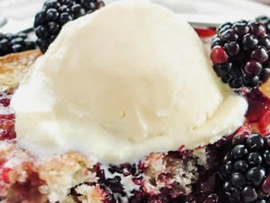 Nothing's better in the summertime than a scoop of homemade ice cream on top of hot blackberry cobbler fresh from the oven.