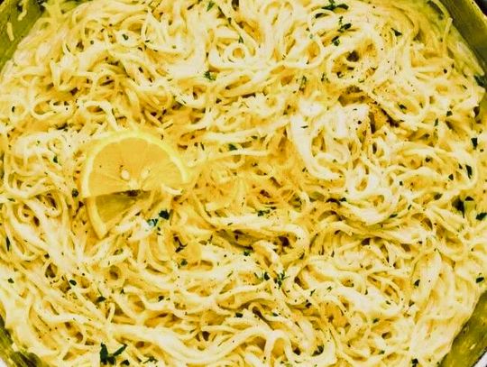 Garlic lemon pasta straight from the skillet is the perfect, easy side for chicken or other main dish and comes together in minutes.