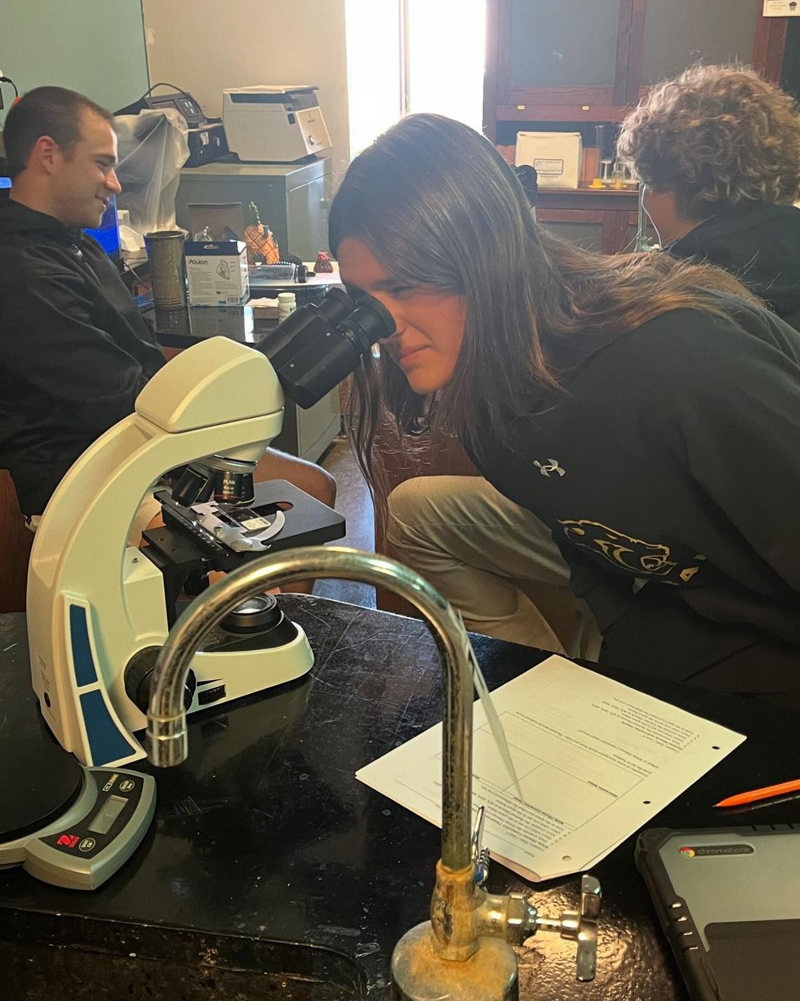 Mary Alice Holmes learns about muscle tissue types.