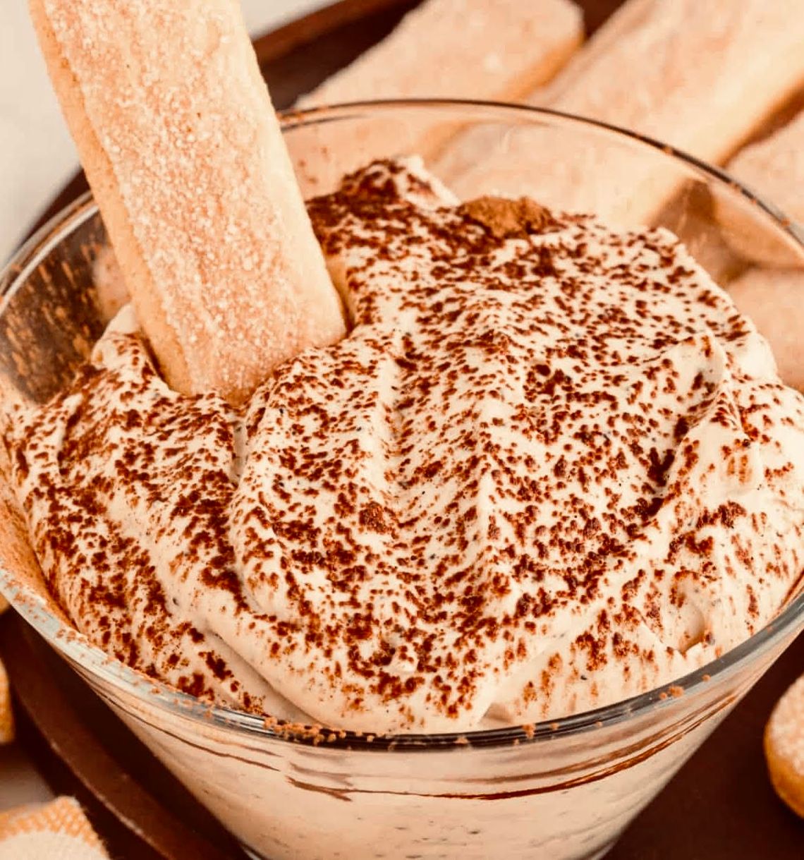 Tiramisu dip is the perfect appetizer when paired with ladyfingers or sugar cookies for dipping.