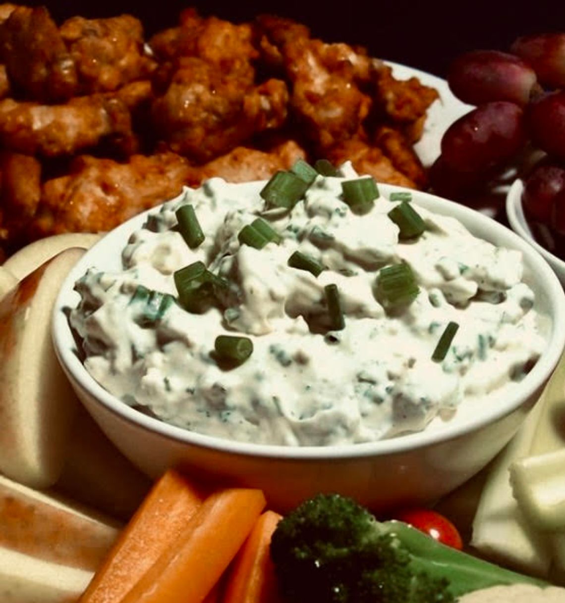 Blue cheese dip works perfectly as a dipping sauce for wings as well as an accompaniment to sliced vegetables and chips.