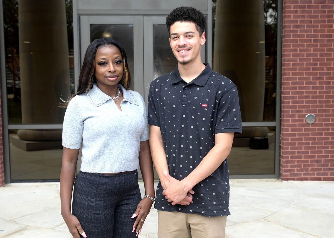 Luckett inducted into Phi Theta Kappa Pictured are Andrea Luckett of Canton (left) and Makaio Feria of Madison.