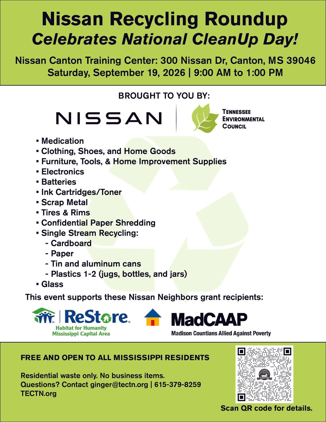 Nissan to host free Recycling Roundup in Canton Sept. 19