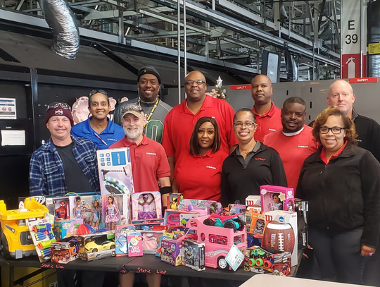 Canton employees collecting toys for Toys for Tots