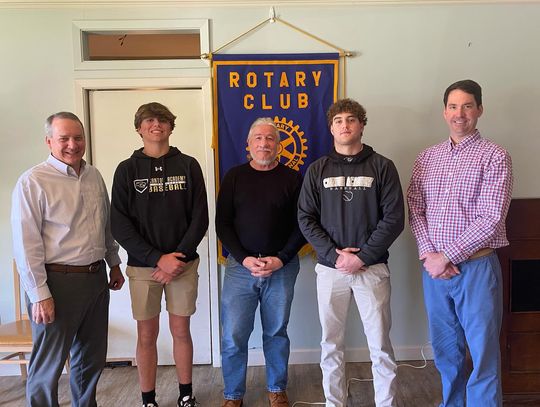 Pictured are Jay Carter (Rotary Secretary/Treasurer), Lofton Harris, Frazier Riddell, William Pace, and Webster Ford (Rotary Vice President).